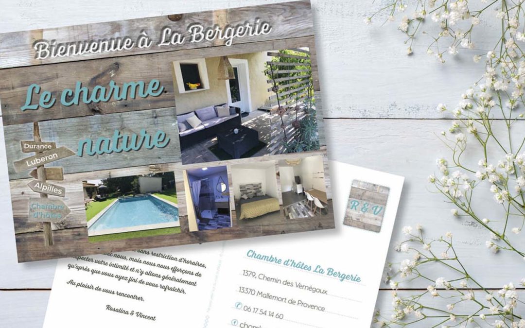 Création graphique d’une carte postale Chambre d’hôte La Bergerie