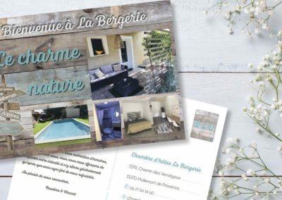 Création graphique d’une carte postale Chambre d’hôte La Bergerie