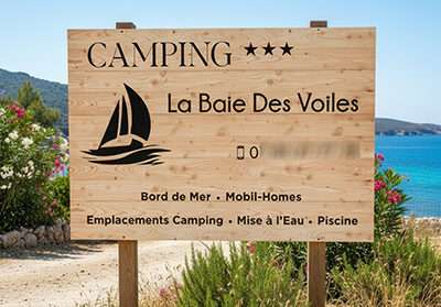 Panneau du camping La Baie des Voiles – Porto Vecchio